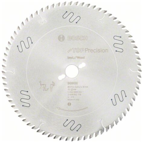 Bosch Kreissägeblatt Top Precision Best for Wood 315 x 30 x 3,2 mm, 72