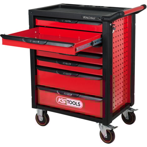 KS Tools Werkstattwagen RACINGline SCHWARZ/ROT mit 7 Schubladen und 215 Premium-Werkzeugen