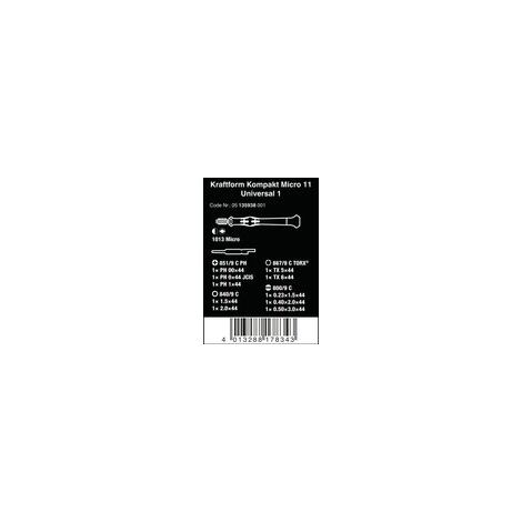 Wera Kraftform Kompakt Micro-Set 11 Falttasche 44mm Bits 11tlg. (05135938001)