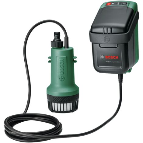 Bosch Akku Tauchpumpe GardenPump 18V-2000 (ohne Akku, 18 Volt System, max. Durchfluss 2000 l/h, bis zu 30min Laufzeit)