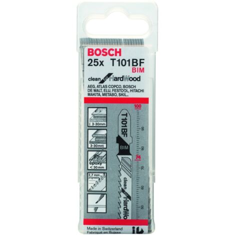 Bosch PRO Hardwood clean T101BF Stichsägeblatt, 100 mm, 25 Stück