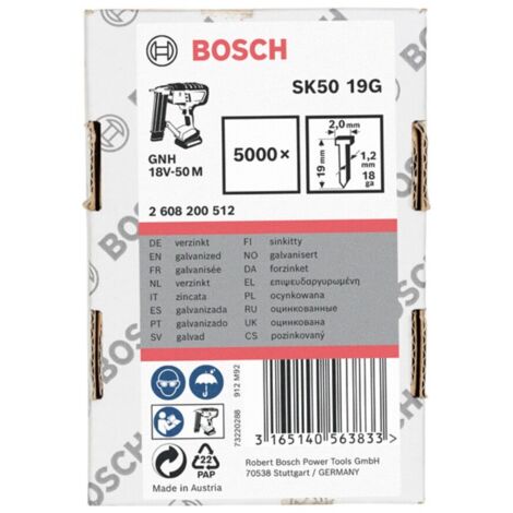 Bosch Senkkopf-Stift SK50 19G, 1,2 mm, 19 mm, verzinkt - 2608200512