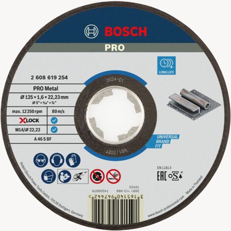 Bosch PRO Metal Gebundene Trennscheibe, 125 x 1,6 x 22,23 mm, X-Lock