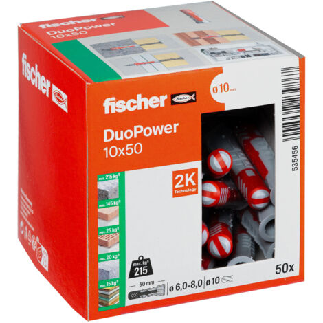 Fischer Duopower Dübel für Voll-, Loch- und Plattenbaustoffe 10x50mm Kunststoff