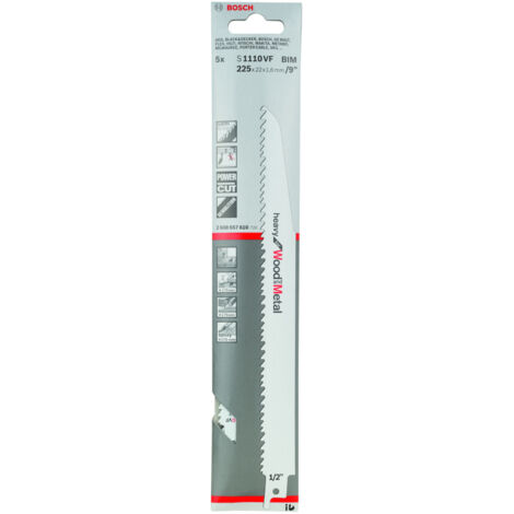 Bosch PRO Multi Material Demolition S1110VF Säbelsägeblatt, 1,6 x 22 x 225 mm, 5 Stück