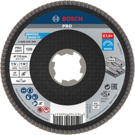 Bosch Fächerschleifscheibe X571 Best for Metal gewinkelt 115 mm K 120 Fiber 10 Stk