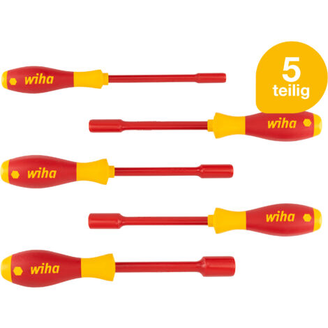 Wiha Steckschlüssel Schraubendreher Set SoftFinish® electric (29466) 5 tlg. I für Außensechskantschrauben I 5,5mm 7mm 8mm 10mm 13mm I für Elektriker