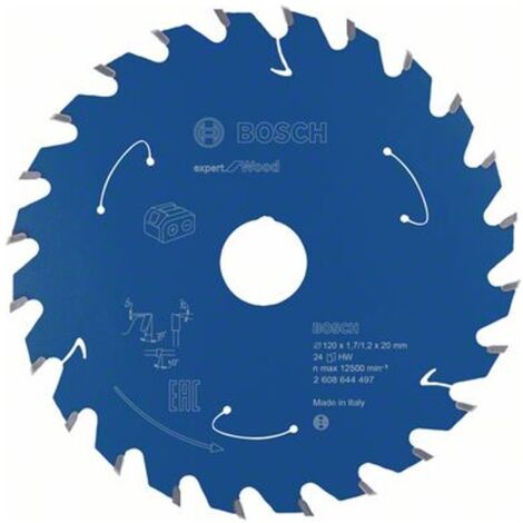 Bosch Akku-Kreissägeblatt Expert for Wood, 120 x 1,7/1,2 x 20, 24 Zähne