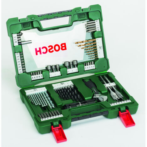 Bosch 83-teiliges V-Line TiN-Bohrer- und Bit-Set mit LED-Taschenlampe und Rollgabelschlüssel