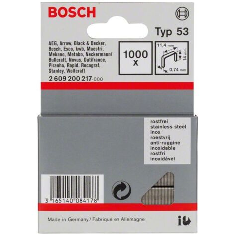 Bosch Feindrahtklammer Typ 53, 11,4 x 0,74 x 14 mm, aus rostfreiem Stahl 1000 Stk