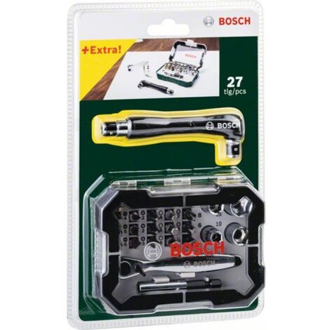 Bosch Promoline 26+1 teilig Schraubendreher-Bit-Set mit Ratsche