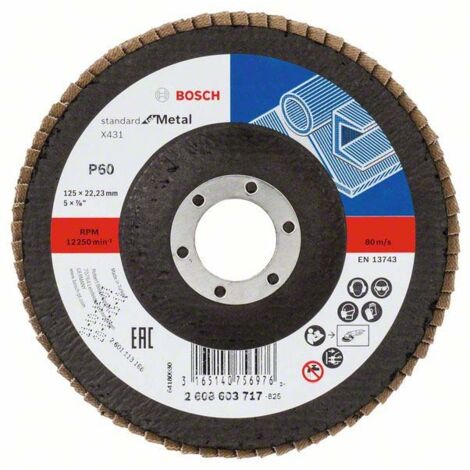 Bosch Fächerschleifscheibe X431 Standard for Metal gerade 125 mm 60 Glasgewebe - 2608603717 (1/5)