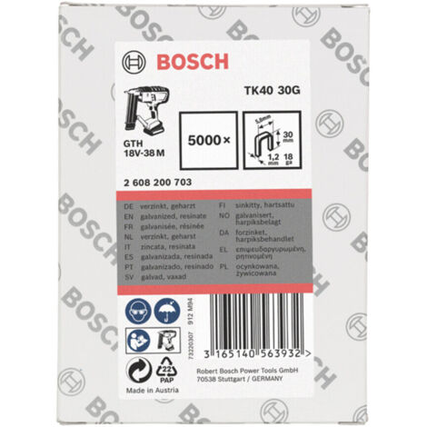 Bosch Schmalrückenklammer TK40 30G, 5,8 mm, 1,2 mm, 30 mm, verzinkt, 5000er-Pack