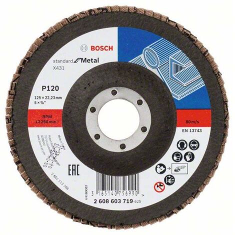 Bosch Fächerschleifscheibe X431 Standard for Metal gerade 125 mm 120 Glasgewebe - 2608603719 (1/5)