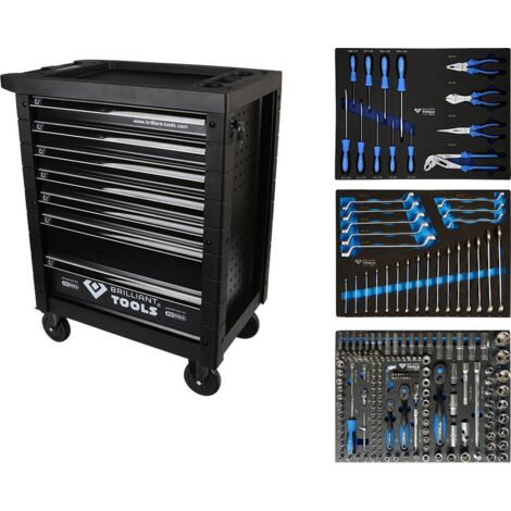 BRILLIANT TOOLS Werkstattwagen mit 7 Schubladen und 207 Werkzeugen - BT153207