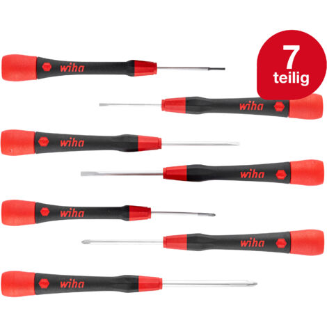 Wiha Feinschraubendreher Set PicoFinish® Schlitz, Phillips 7-tlg. I Präzision im Kopf I Reparaturset für Modellbau und Hobby  (42991)