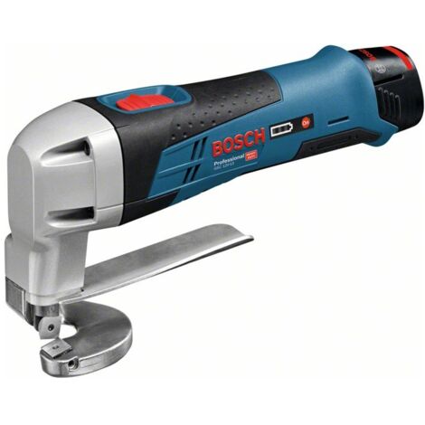 Bosch Akku-Blechschere GSC 12V-13 mit 2x 2,0 Ah Li-Ion Akkus + Lader + L-BOXX