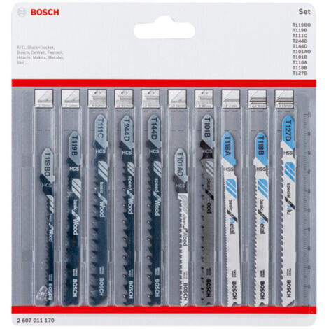 Bosch Accessories 2607011170 Stichsägeblatt-Set Wood and Metal, 10-teilig 10 St.