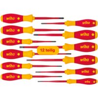 Wiha Schraubendreher Set 12-teilig Elektriker VDE geprüft, isoliert 1.000 V (41003) I Profi Schraubenzieher Set mit dünner Spitze Schlitz/Kreuz/Kreuzschlitz/Torx/Plusminus I Elektriker Werkzeug