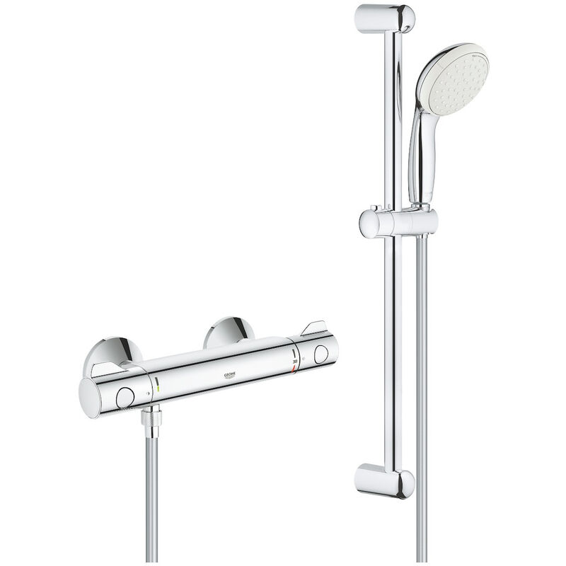 Pack mezclador termostático de ducha GROHE QuickFix Precision Flow con  barra de 92 cm + microfibra