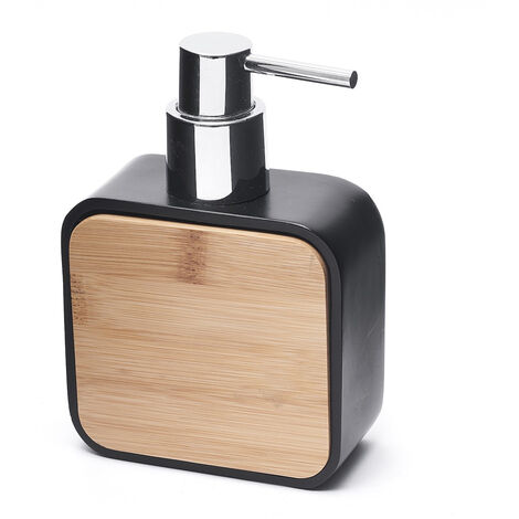 Optima Dispensador de Jabón de Poliresina y Madera de Bambú Hombre, Negro (HOM99)