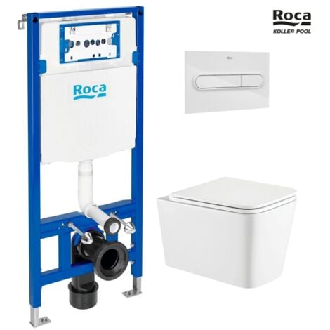 BASTIDOR ROCA DUPLO ONE PACK CISTERNA EMPOTRADA Y PULSADOR PL1 BL BR CON INODORO WC SUSPENDIDO RIM-EX TREND 49CM SIST.VORTEX DE KP
