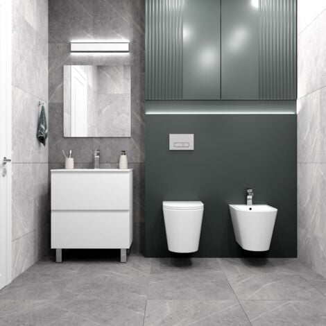 BASTIDOR ROCA DUPLO ONE PACK CISTERNA EMPOTRADA Y PULSADOR PL7 NEGRO MATE CON INODORO WC SUSPENDIDO VORTEX ORION 51,5 CM BL DE KP