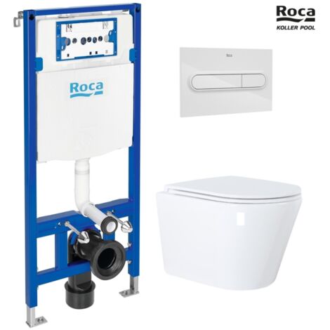 BASTIDOR ROCA DUPLO ONE PACK CISTERNA EMPOTRADA Y PULSADOR PL1 BLANCO BR CON INODORO WC SUSPENDIDO VORTEX ORION BLANCO 51,5 CM DE KP (1/5)