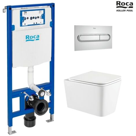 BASTIDOR ROCA DUPLO CON CISTERNA EMPOTRADA, PULSADOR CROMO BRILLO, WC SUSPENDIDO TREND 49CM DE kp
