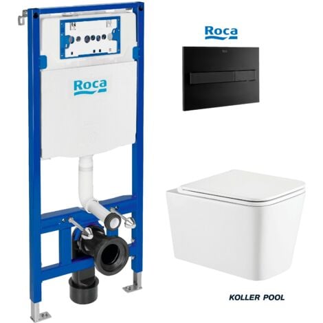BASTIDOR ROCA DUPLO ONE PACK CISTERNA EMPOTRADA Y PULSADOR PL7 NEGRO MATE WC SUSPENDIDO WC TREND 49CM SIST.VORTEX DE KP