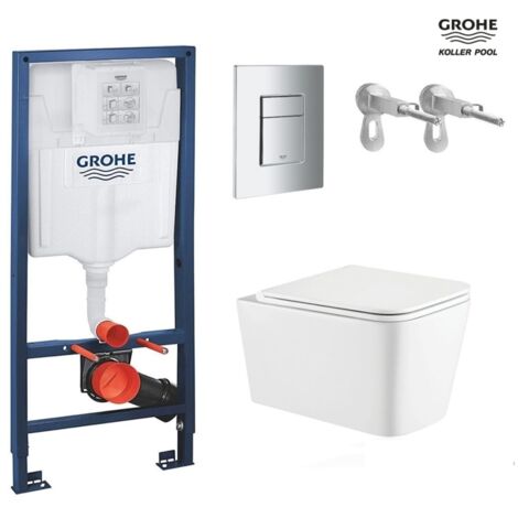BASTIDOR GROHE PACK CISTERNA EMPOTRADA Y PULSADOR CROMO BRILLO CON INODORO SUSPENDIDO TREND CON SISTEMA VORTEX kp (1/5)