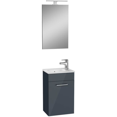 Mueble de baño Vitra Mia Set 39x61x28 cm con espejo, lavabo e iluminación LED, gris. Antracita (MIASET40A) (1/3)