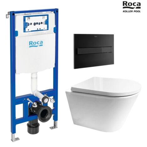 BASTIDOR ROCA DUPLO PACK CISTERNA EMPOTRADA Y PULSADOR PL7 DUAL NEGRO CON WC SUSP VORTEX Orion Tapa Envolvente Bl KP