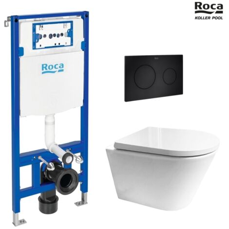 BASTIDOR ROCA DUPLO PACK CISTERNA EMPOTRADA Y PULSADOR PL10 DUAL NEGRO CON WC SUS VORTEX Orion Tapa Envolvente Bl Br de KP