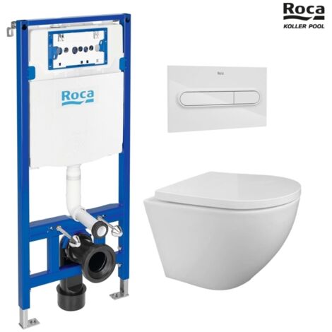 BASTIDOR ROCA DUPLO PACK CISTERNA EMPOTRADA Y PULSADOR PL1 BLANCO BRILLO CON WC SUSPENDIDO KP ROUND SMART Blanco Tornado 3.0 (1/5)