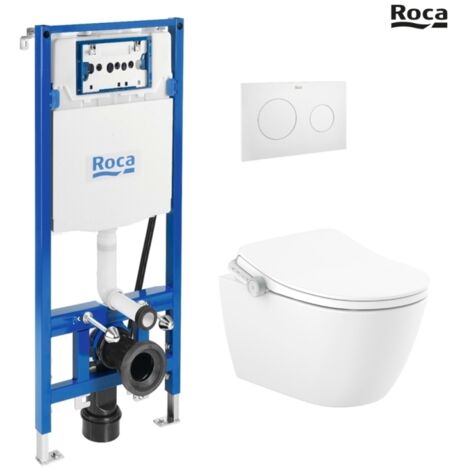 BASTIDOR ROCA DUPLO SMART PACK CISTERNA EMPOTRADA Y PULSADOR PL10 DUAL BLANCO MAT CON INODORO SUSPENDIDO RIMLESS IN-WASH ONA (1/5)