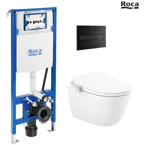 BASTIDOR ROCA DUPLO SMART PACK CISTERNA EMPOTRADA Y PULSADOR PL7 DUAL NEGRO MAT CON INODORO SUSPENDIDO RIMLESS IN-WASH ONA (1/5)
