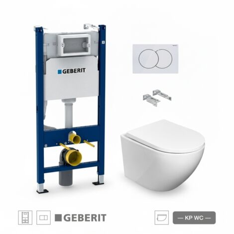 BASTIDOR GEBERIT PACK CISTERNA EMPOTRADA Y PULSADOR DELTA 01 BL CON INODORO SUSPENDIDO ROUND SMART 52cm TOR 3 CON ASIENTO FINO