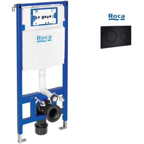 BASTIDOR ROCA DUPLO ONE, PACK CISTERNA EMPOTRADA Y PULSADOR PL10 NEGRO MATE