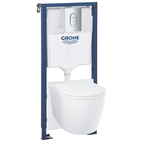 Pack GROHE Rapid SL 5 en 1 con WC suspendido Bau Ceramic y pulsador cromado