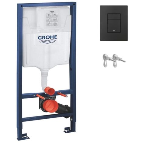 Cisterna empotrada Kit completo Rapid SL Grohe. Bastidor y pulsador COSMOPOLITAN Negro Mate con anclajes