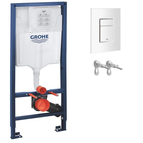 Cisterna empotrada Kit completo Rapid SL Grohe. Bastidor y pulsador SKATE Blanco Alpino con anclajes
