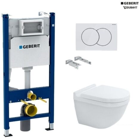 Pack WC suspendido con bastidor Geberit Duofix c/pulsador Delta Blanco 01 c/wc starck 3 blanco brillo suspendido rimless duravit
