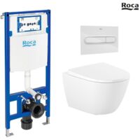 BASTIDOR ROCA DUPLO ONE PACK CISTERNA EMPOTRADA Y PULSADOR PL1 BLANCO BRILLO CON INODORO SUSPENDIDO RIM-EX ROCA ONA