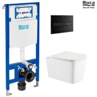 BASTIDOR ROCA DUPLO ONE PACK CISTERNA EMPOTRADA Y PULSADOR PL7 NEGRO MATE WC SUSPENDIDO WC TREND 49CM SIST.VORTEX DE KP