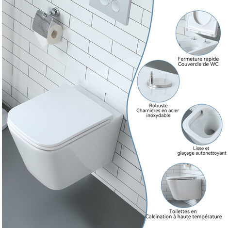 Wc Suspendu Long Luxebath - Rinçage Sans Rebord - En Céramique - Blanc Wc Suspendu Long Luxebath - Rinçage Sans Rebord - En Céramique - Blanc