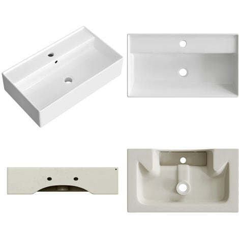 Support mural, rectangulaire, lavabo de salle de bains, porcelaine blanche, céramique, petit récipient, lavabo moderne, lavabo classique, 55 x 31 x 13 cm