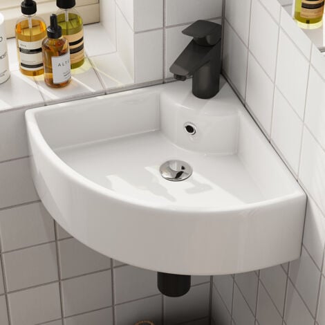 Lavabo d'angle à fixer au mur Lavabo suspendu, Lavabo mural triangulaire, Pour les petites penderies et salles de bains