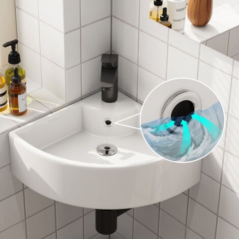 Lavabo d'angle à fixer au mur Lavabo suspendu, Lavabo mural triangulaire, Pour les petites penderies et salles de bains