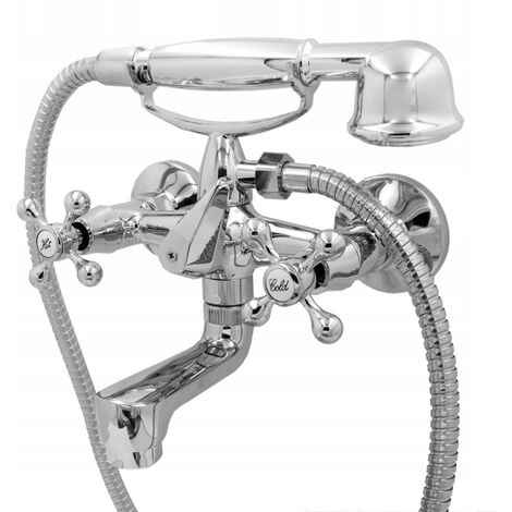 Granitan – Robinet de baignoire rétro mobile – Finition chrome brillant – Entraxe réglable 130-170mm – Douchette PVC et têtes céramiques